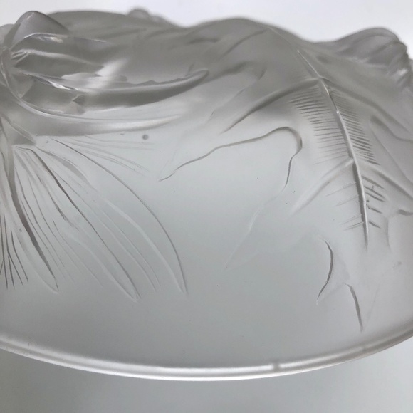 vintage frosted glass footed round bowl thistle console bowl AS IS small chips - Picture 11 of 15